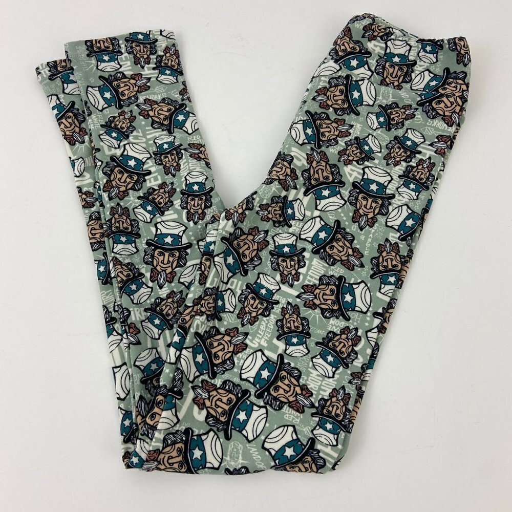 Lularoe‎ Green Uncle Sam Leggings NEW L/XL